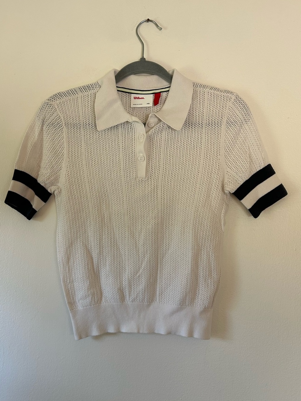 Wilson Essex White Mesh Stitch Polo Tennis Sweater XS - Picture 2 of 6